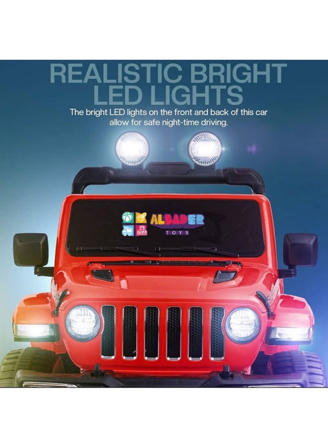 ALBADER Electric Car Jeep Design, Hummer Car For Kids With Music, Sound & Light Efficts, Electric Kids Ride on Car to Drive With Remote Control, 3 Speeds, Key operated, Suitable for 2-7 Years - Image 2